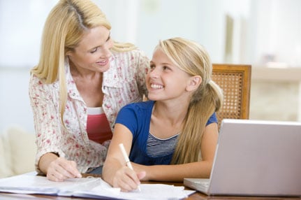 Mother teaching student